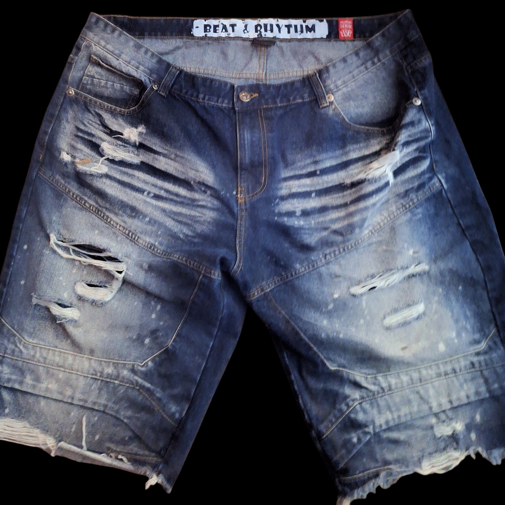 Distressed Gray Denim Shorts